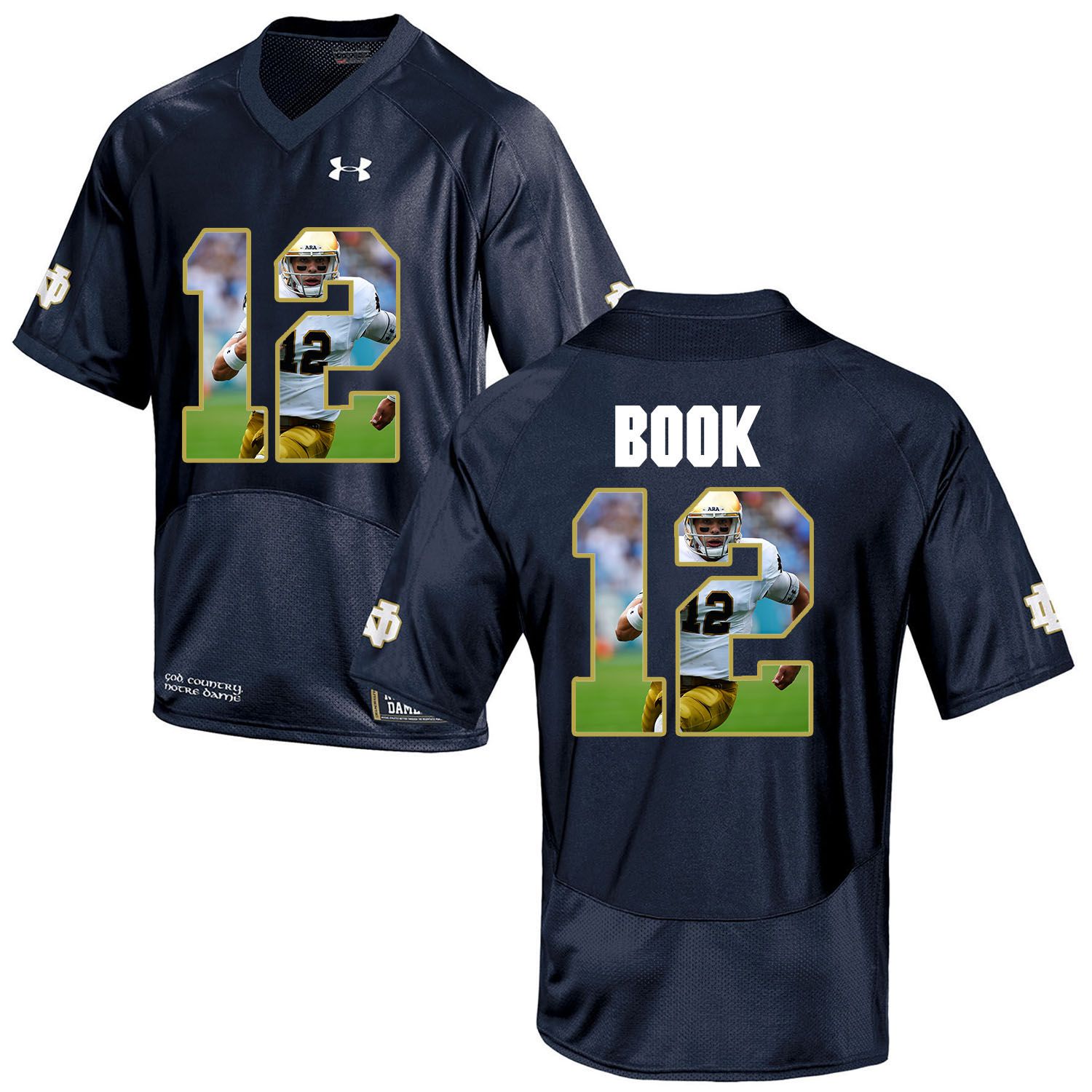 Men Norte Dame Fighting Irish 12 Book Navy Blue Fashion Edition Customized NCAA Jerseys